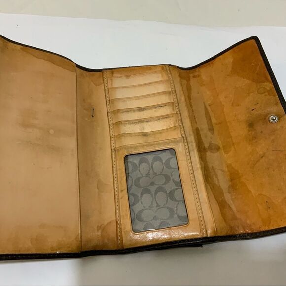 Coach Soho Vintage Trifold 7.5 X 4 Tan Interior Western Flair LeatherY2K Wallet - Picture 5 of 6